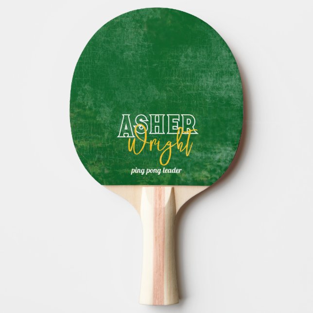 Modern Name 'ping pong leader' distressed green Ping Pong Paddle (Front)