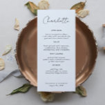 Modern Name Place Card Wedding Dinner Card<br><div class="desc">This modern guest name menu card is the ultimate way to make a statement at your wedding reception. Simply personalise the name,  details and add to cart. Then repeat,  adding to cart for each guest.</div>