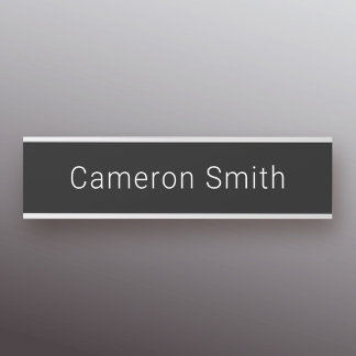 Modern name plain black door sign