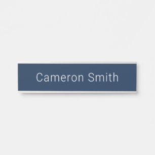 Modern name plain dark blue door sign