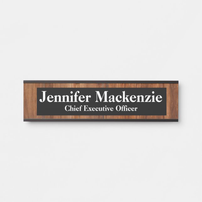 Modern Name Plate Wood Grain Rustic Door Sign (Front)