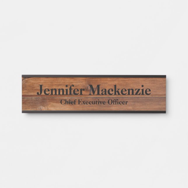 Modern Name Plate Wood Grain Rustic Door Sign (Front)