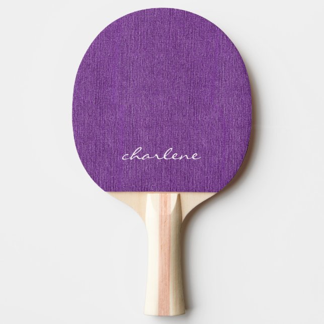 Modern Name Purple Denim Print Ping Pong Paddle (Front)