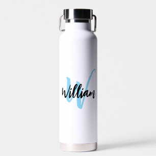 Modern Name Script & Initial   Customised Monogram Water Bottle