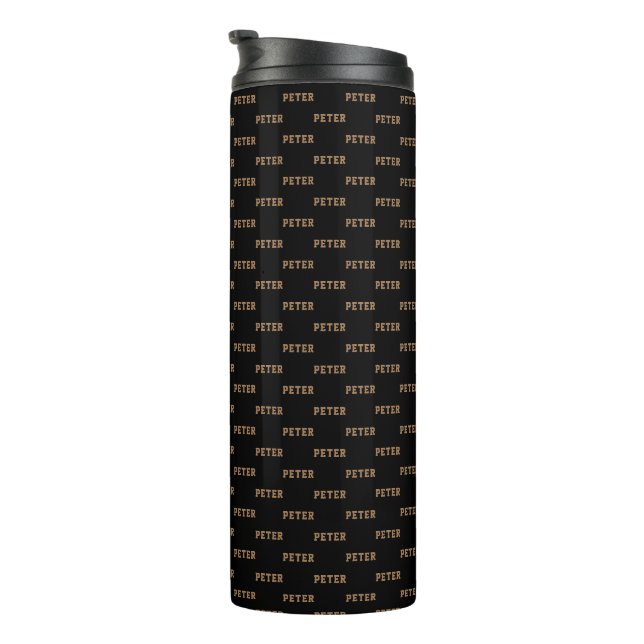 Modern Name Simple & Stylish Pattern Black Thermal Tumbler (Rotated Right)