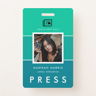 Modern name tag and photo press ID badge