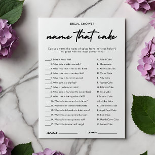 Modern Name That Cake Bridal Shower Game Card