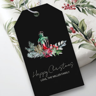 Modern Name Watercolor Script Merry Christmas Gift Tags
