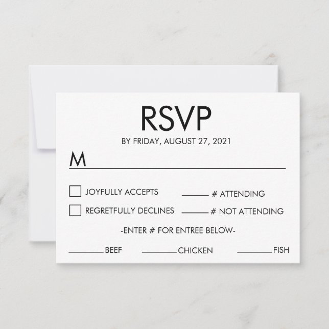 Modern Name Wedding RSVP Response Card White (Front)
