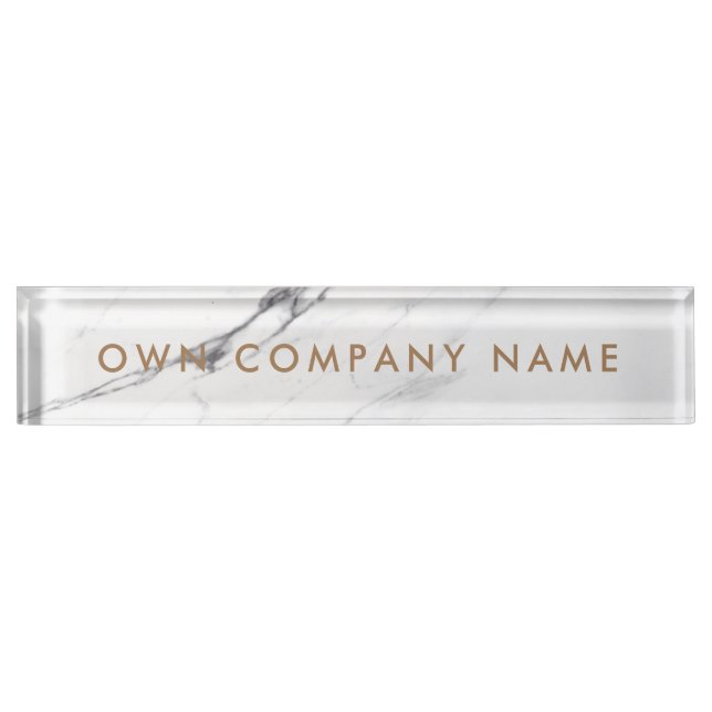 Modern Nameplate for home office White Marble gold (Front)