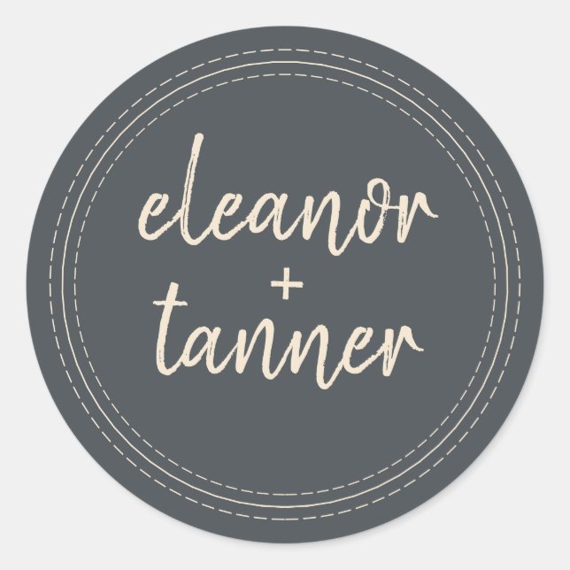 Modern Names Black Ivory Wedding Envelope Seal (Front)