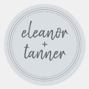 Modern Names Pastel Blue Wedding Envelope Seal