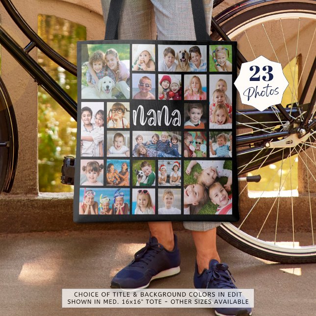 Modern Nana 23 Photo Collage Custom Colour Tote (Creator Uploaded)