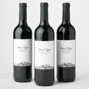 Modern Nashville Wedding Custom Wine Label