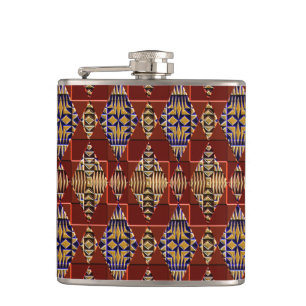 Modern Native American 16 Wrapped Flask
