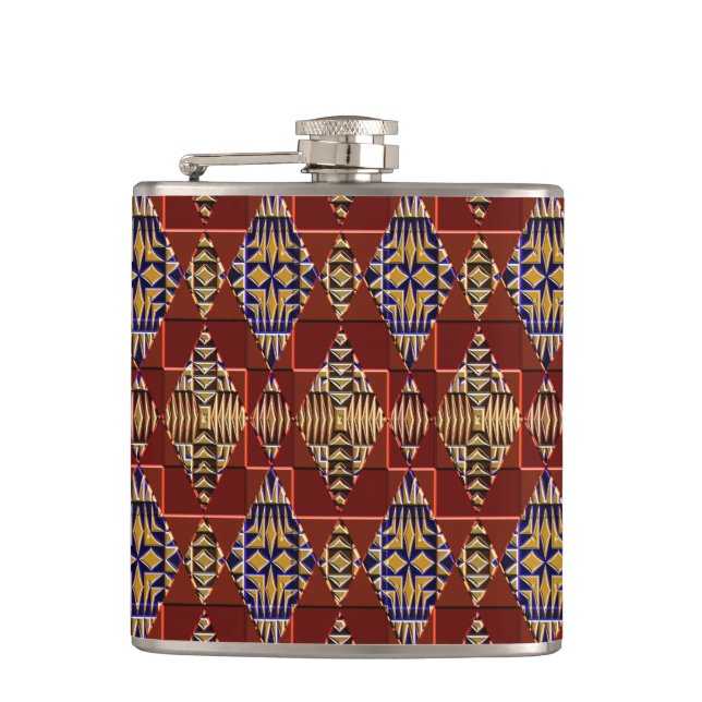 Modern Native American 16 Wrapped Flask (Front)