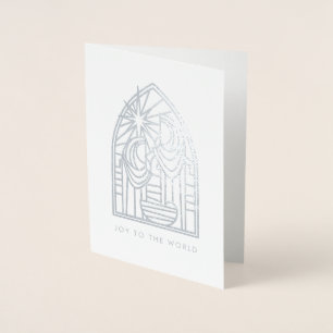 Modern Nativity religious Christmas Foil Card