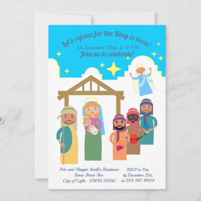 Modern Nativity Scene Christmas Party Invitation (Front)