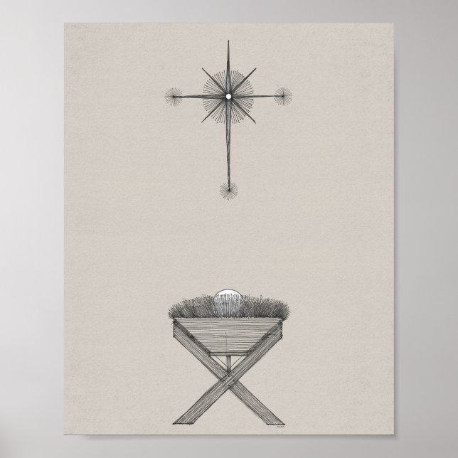 Modern Nativity Wall Art - "Away in a Manger" (Front)