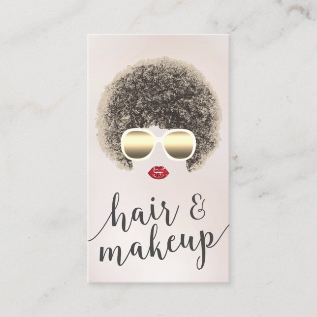 Modern Natural Hair Makeup Beauty Salon Loyalty Card (Front)