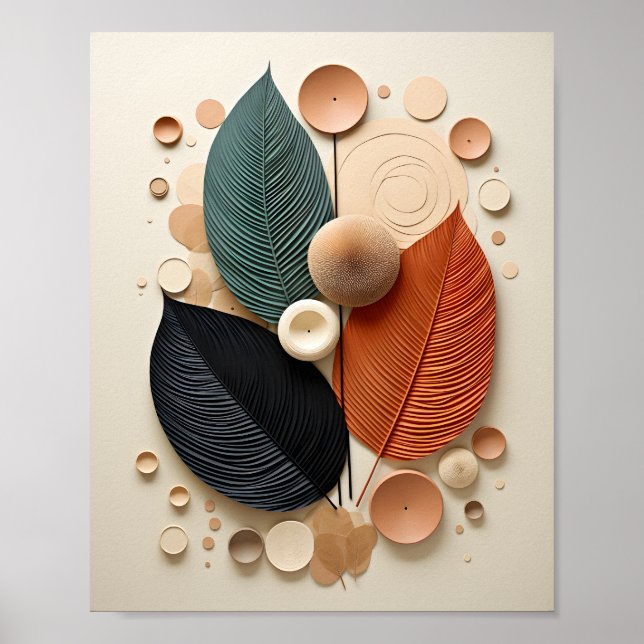 Modern Nature Abstract Art Of A Autumn Leaves Poster (Front)