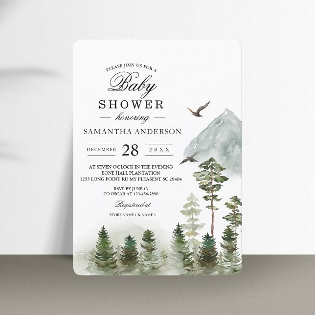 Modern Nature Green Forest | Watercolor Trees Invitation (Creator Uploaded)