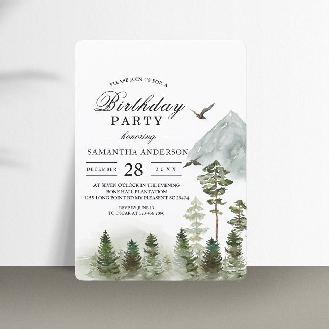 Modern Nature Green Forest | Watercolor Trees Invitation (Creator Uploaded)