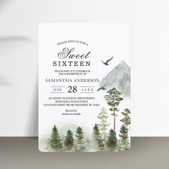 Modern Nature Green Forest | Watercolor Trees Invitation (Creator Uploaded)