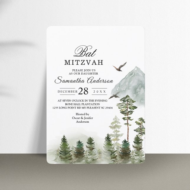 Modern Nature Green Forest | Watercolor Trees Invitation (Creator Uploaded)