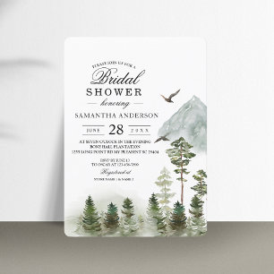 Modern Nature Green Forest Watercolor Trees Invitation