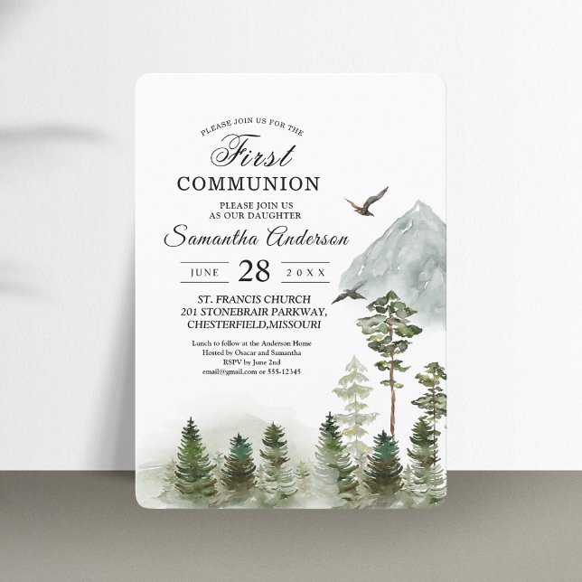 Modern Nature Green Forest | Watercolor Trees Invitation (Creator Uploaded)