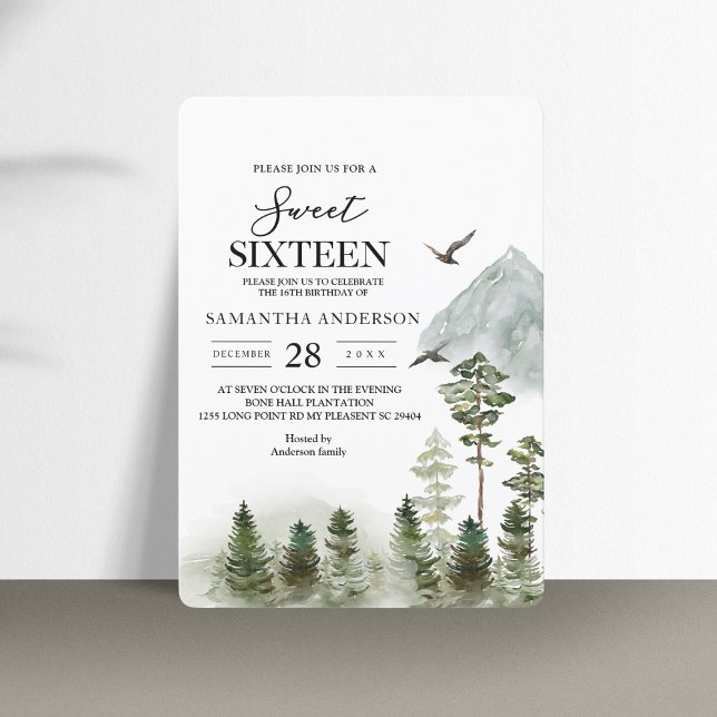 Modern Nature Green Forest | Watercolor Trees Invitation (Creator Uploaded)