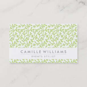 MODERN NATURE leaf pattern floral lime green Business Card