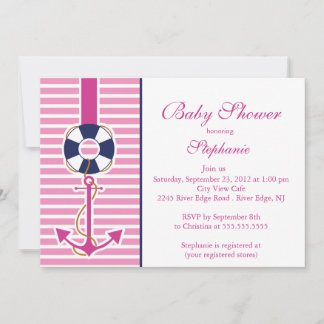 Modern Nautical Anchor Baby Shower Invitation