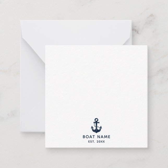 Modern Nautical Anchor Boat Name Custom Card (Front)
