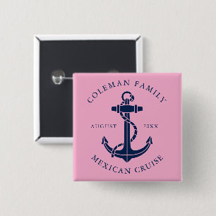 Modern Nautical Anchor Family Matching Swag 15 Cm Square Badge