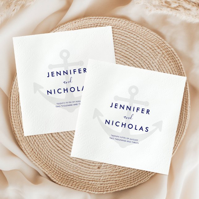 Modern Nautical Anchor  Wedding Napkin (Modern Nautical Anchor Wedding Napkins)