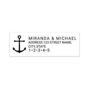 Modern Nautical Anchor Wedding Return Address Self-inking Stamp