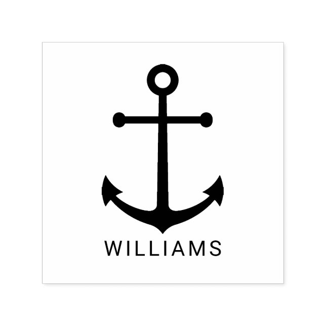Modern Nautical Anchor with Custom Name Self-inking Stamp (Design)