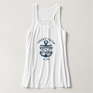 Modern Nautical Anchored In Faith T-Shirt Singlet