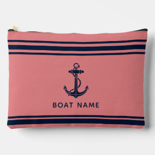 Modern Nautical Boat Anchor and Name Custom Accessory Pouch