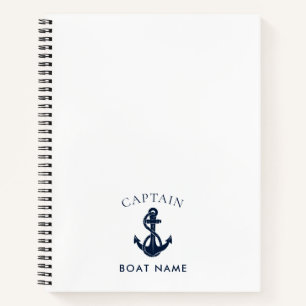 Modern Nautical Boat Anchor Captain Custom Notebook