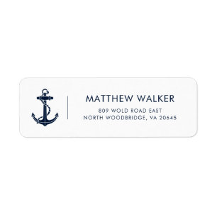 Modern Nautical Boat Anchor Return Address