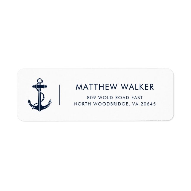 Modern Nautical Boat Anchor Return Address (Front)