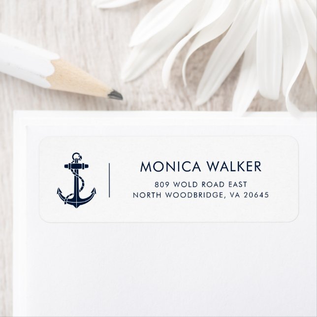 Modern Nautical Boat Anchor Return Address (Insitu)