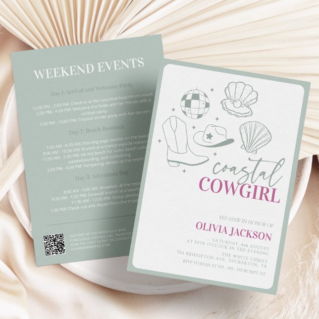 Modern Nautical Coastal Cowgirl Bachelorette Party Invitation (Creator Uploaded)