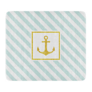 Modern Nautical Design Faux Glitter Anchor Cutting Board