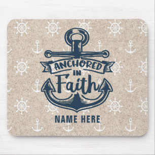 Modern Nautical Faith Is My Anchor Mouse Pad