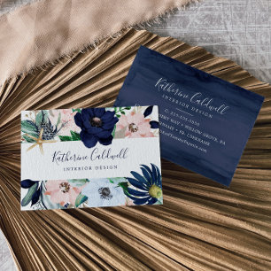 Modern Nautical   Floral Business Card