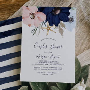 Modern Nautical Floral Couples Shower Invitation